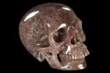 Realistic, Carved Strawberry Quartz Crystal Skull #116362-2